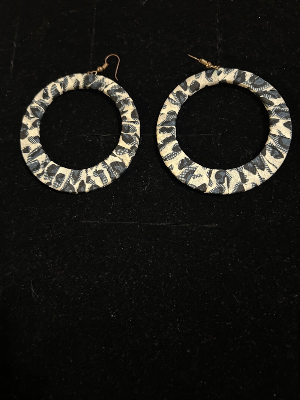 Unbranded Navy and White Leopard Hoop Earrings